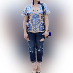Tracy Reese Royal blue sequins top